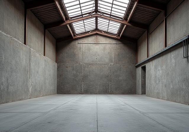 Empty warehouse space before renovation.