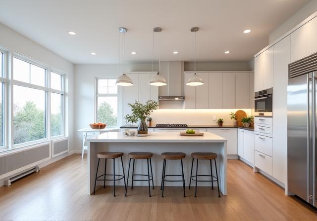 Modern, bright kitchen after renovation.